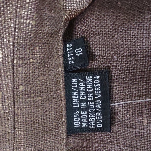 Dana Buchman Petite Brown Linen Jacket w/Gold Lurex - Picture 8 of 11